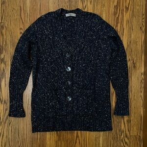 D. Exterior size small blue sparkly cardigan